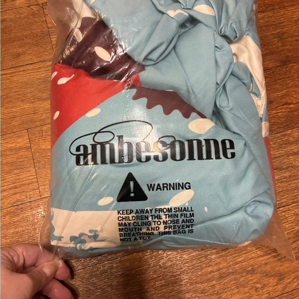 Ambesonne Snowman Fitted Sheet - Blue and White Size Twin